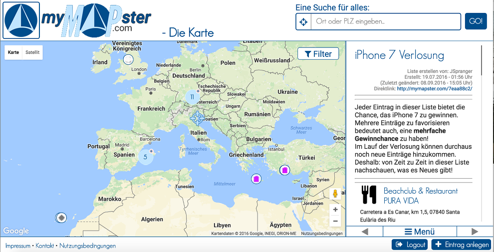 Liste zur iPhone-7-Verlosung