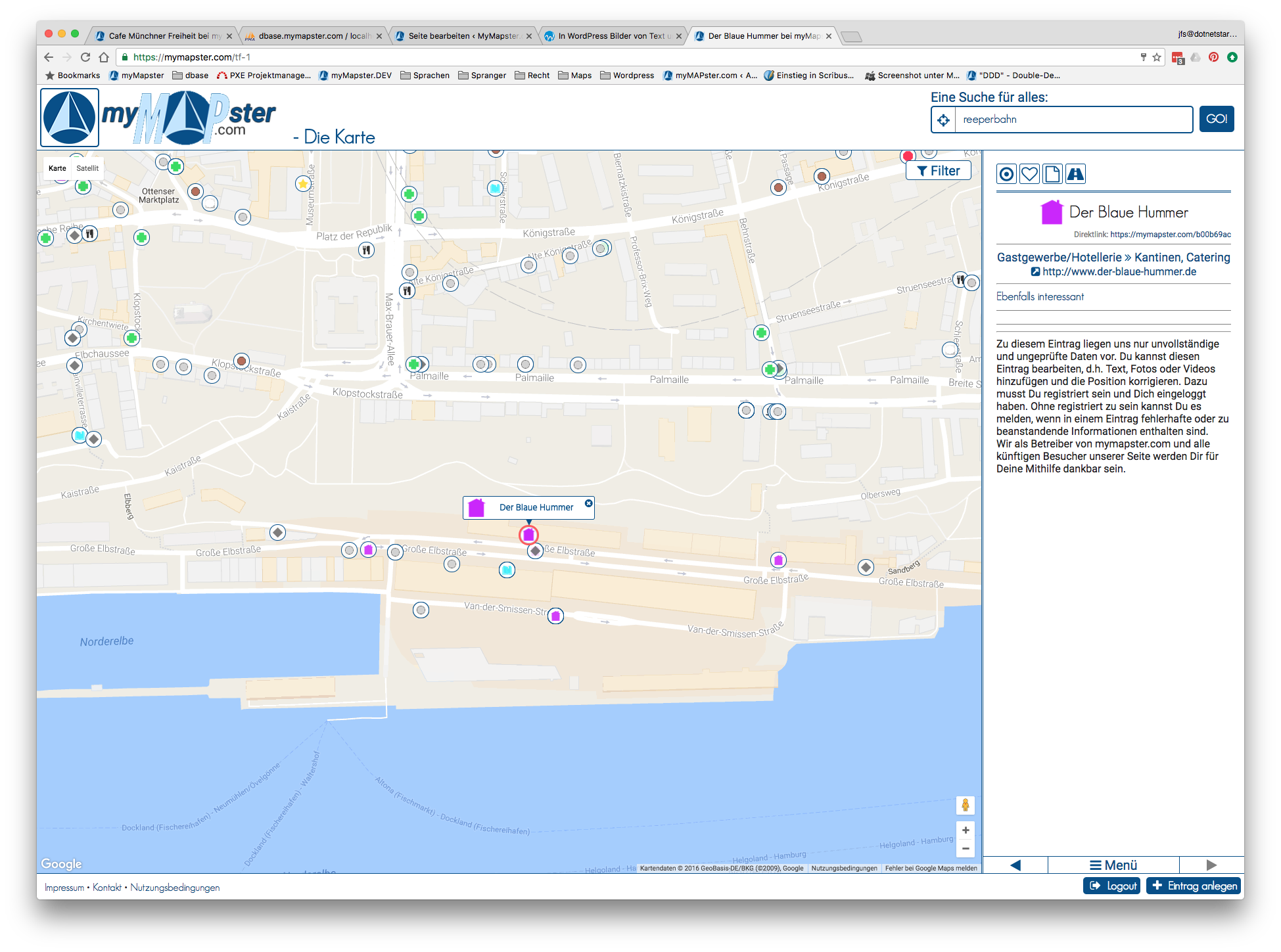 gewinnen mit mymapster: "Der Blaue Hummer" in Hamburg